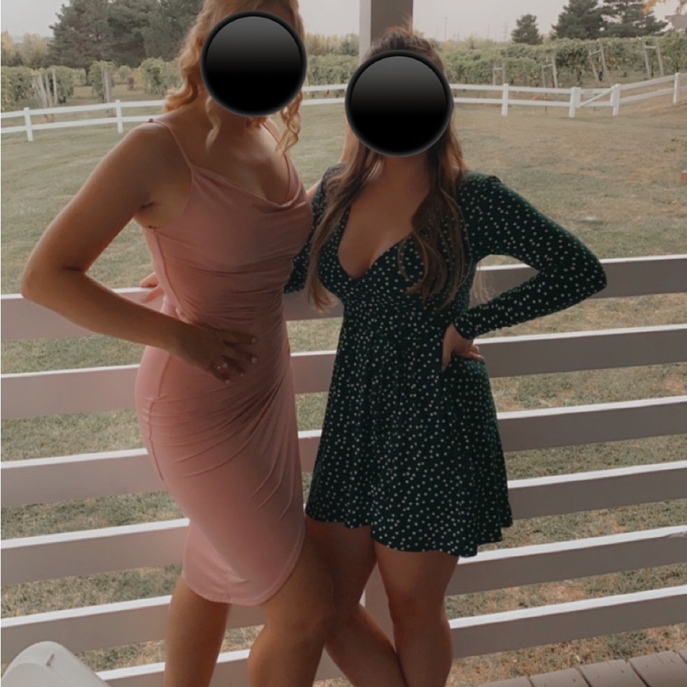 Emerald green polka dot dress!